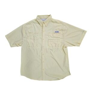Columbia PFG Mens XL Yellow Bahama II Fishing Shirt Short Sleeve FM7266